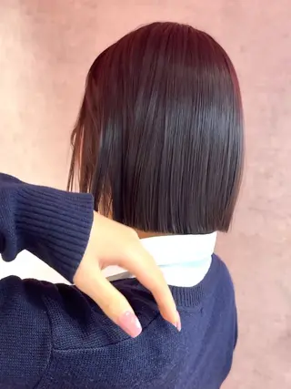 ショート カラー 山崎/ボブ縮毛矯正 レイヤー髪質改善のヘアスタイル