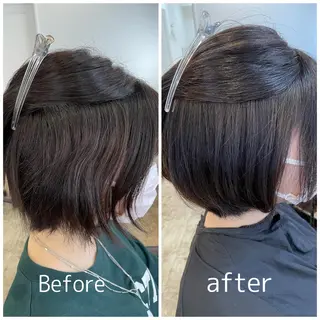 ショート 縮毛矯正×韓国ヘア ×髪質改善×レイヤーのヘアスタイル