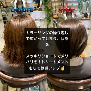 ショート カラー ハイライト✨髪質改善 TAKAさんです😊のヘアスタイル