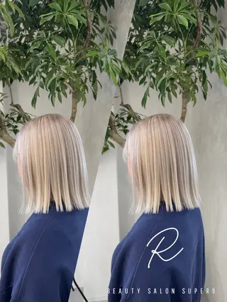 ショート カラー R/🤎 パーマ&ブリーチ🔥のヘアスタイル