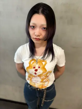 ミディアム カラー 優 作のヘアスタイル