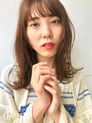セミロング クロスパーマ× 透明感カラー✂︎のヘアスタイル