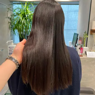 セミロング カラー 🫧オリーブ/赤み消 し/暗髪🫧野本麗奈のヘアスタイル