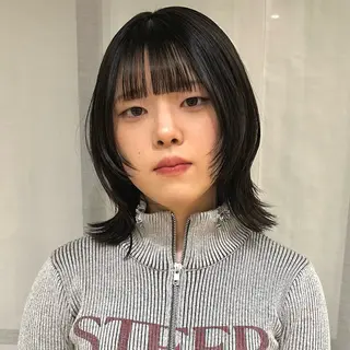 ミディアム ボブレイヤー/ ブリーチ/miyuuのヘアスタイル