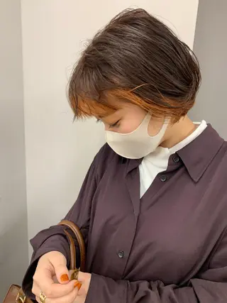 ショート カラー パーマ/ボブ/ レイヤー/豊浦翔太のヘアスタイル