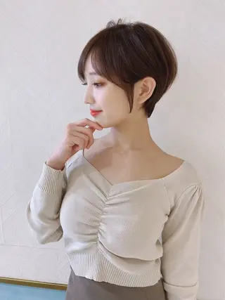 ショート Lond luce所属・郁弥モテショート💕 髪質改善ストレートのヘアスタイル