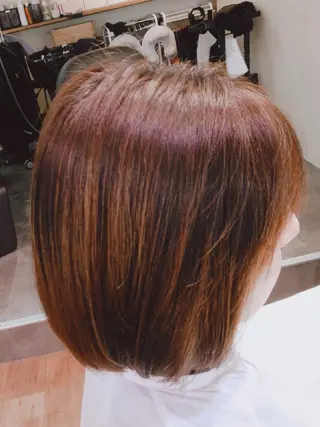 ミディアム 髪質改善&白髪ぼかし カラー♡店長みやけ♡のヘアスタイル