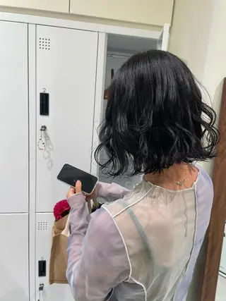 ミディアム パーマ/ボブ/ ヘルシーカラー/風花のヘアスタイル