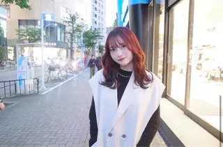 ミディアム カラー ケアブリーチ/透明感 ピンクカラー/ふうとのヘアスタイル