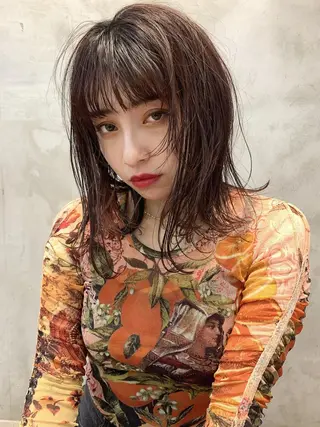 ミディアム カラー ヘアアレンジ 小顔レイヤー×コンパ クトボブ/林隆平のヘアスタイル