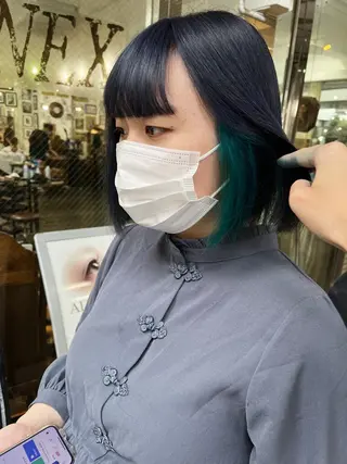 ミディアム カラー モモカ/ハイトーン /バレイヤージュのヘアスタイル