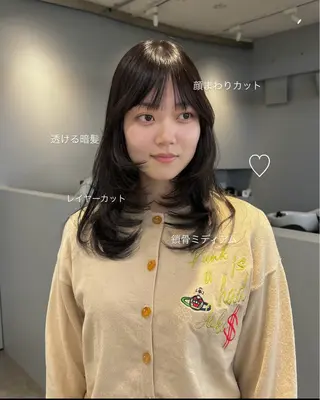 セミロング カラー 髪質改善/レイヤー カット🍌ユウシのヘアスタイル