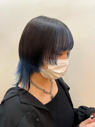 ミディアム ♱地雷カラー♱ウルフ ♱ 藍衣 ♱のヘアスタイル
