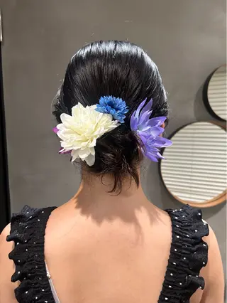セミロング ヘアアレンジ デザインカラー❤︎ イシイレイのヘアスタイル