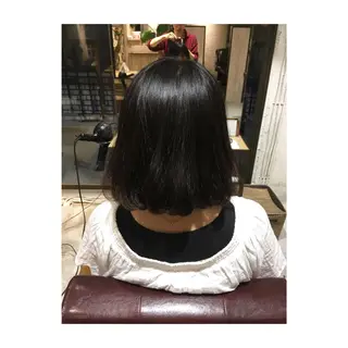 ショート ミディアム セミロング カラー パーマ アオガミ （前髪顔周りカット）のヘアスタイル