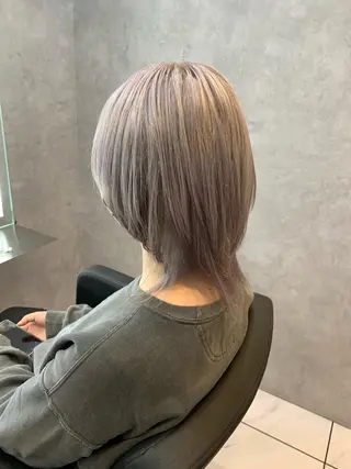 ミディアム 透明感/ブリーチ縮毛 /髪質改善/星野純一のヘアスタイル