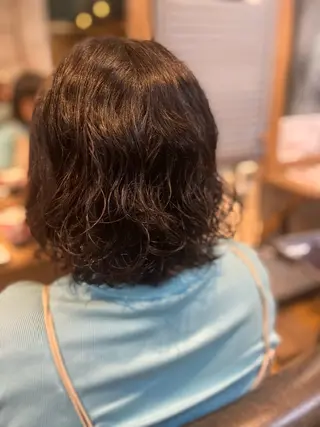 ミディアム パーマ 🫧縮毛矯正特化🫧 クシビキマユノ🐣のヘアスタイル