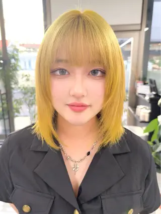ミディアム カラー ダブルカラーブリーチ 髪質改善　縮毛矯正のヘアスタイル