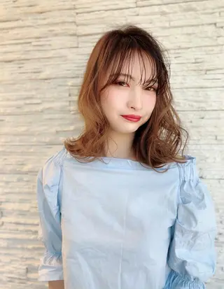 ミディアム カラー トップスタイリスト 💙藤原 純のヘアスタイル