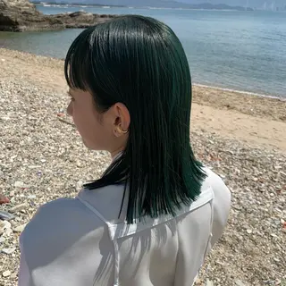 ミディアム カラー 美髪・シールエクステ ホソタニリョウコのヘアスタイル