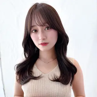 セミロング カラー 顔周り/くびれヘア 韓国ヘア💕風間るなのヘアスタイル