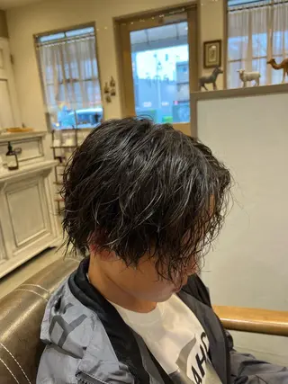 ミディアム パーマ メンズ Lamp所属・🌀メンズパーマ🌀 🐏丸山祐宇🐏のヘアスタイル