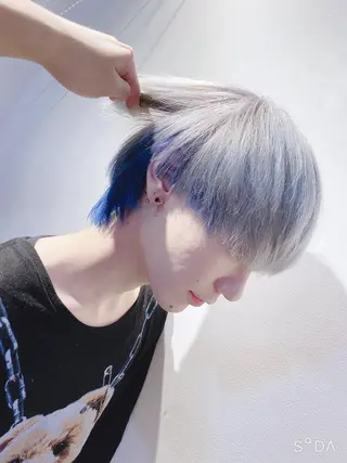 ショート カラー パーマ ヘアアレンジ メンズ ⚠️激安ブリーチで 後悔してる方へ⚠️のヘアスタイル