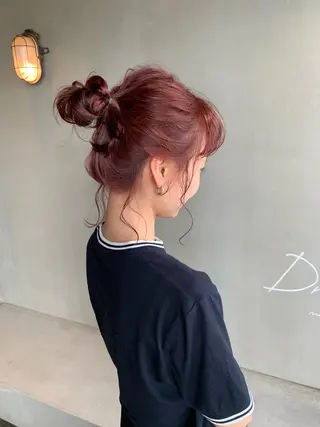 ミディアム カラー ヘアアレンジ ブリーチ/アレンジ 天満/chihiroのヘアスタイル