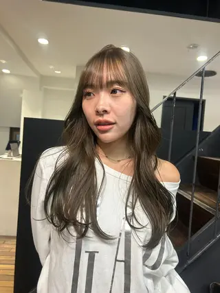 ロング カラー パーマ レイヤー/透明感/ ブリーチなし/わかなのヘアスタイル