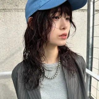 ロング パーマ FBeauty 青山店所属・透明感カラー& 外国人風パーマのヘアスタイル