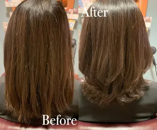 ミディアム 傷ませない縮毛矯正／ 吉岡 美江のヘアスタイル