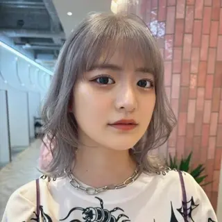 ミディアム ハイトーン/ボブ/ ハイライト🌱ᩚ涼介のヘアスタイル