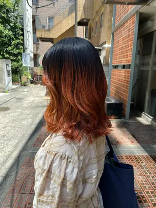 ミディアム カラー ロングパーマ木村 ボブパーマのヘアスタイル
