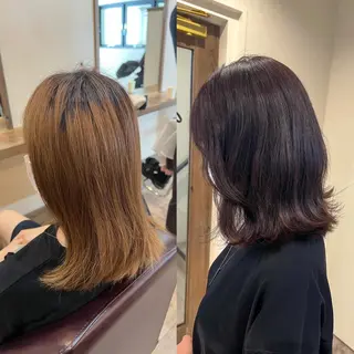 ミディアム カラー 工藤 梨花のヘアスタイル