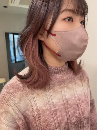 セミロング カラー 🥞ベージュ系カラー 【すずきりほ】🥞のヘアスタイル