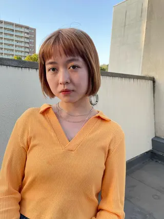 ミディアム カラー tomo🍒パーマ ハイトーン似合わせのヘアスタイル