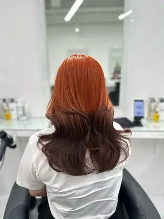 カラー 夏カラーオレンジ ヘアーひめな🫧のヘアスタイル