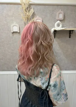 セミロング カラー SOYONなんば所属・難波/ハイトーン特化 🎀MIU🎀のヘアスタイル