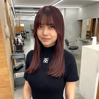 ミディアム カラー 榛葉 夢乃のヘアスタイル