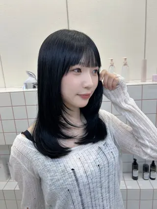 ミディアム 名古屋/伏見/花屋 併設/不破新のヘアスタイル