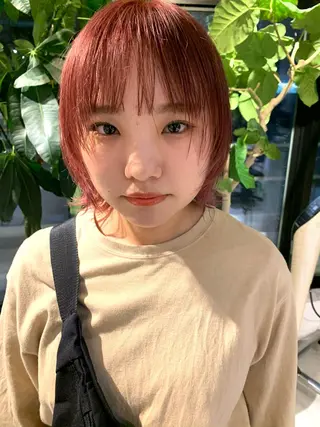 ミディアム カラー ピンクベージュ/新潟 万代/高橋桃葉🍑のヘアスタイル