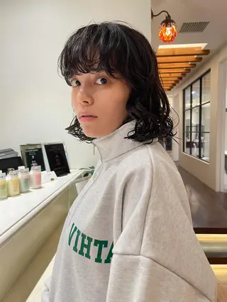 ショート カラー パーマ ボブ/レイヤー/ケア パーマ/リュウタのヘアスタイル