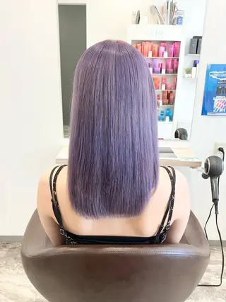 ミディアム カラー ブリーチ毛縮毛矯正 長谷川のヘアスタイル