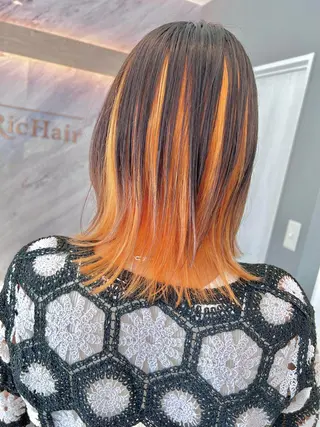 ミディアム ブリーチ毛に縮毛矯正 ✨カラー✨山田 正幸のヘアスタイル