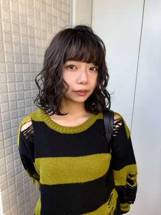 ミディアム 暖色カラー/ボブ カット👗mimiのヘアスタイル