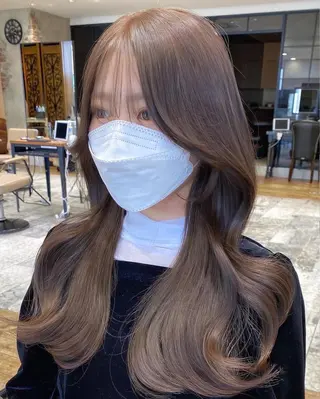 セミロング カラー On所属・顔まわりカット🌟 くびれヘア/寺門遥輝のヘアスタイル