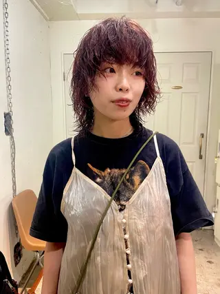 セミロング パーマ レイヤーパーマ 外山貴章のヘアスタイル