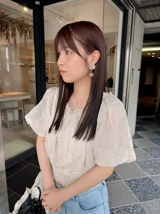 セミロング カラー つやカラー🫧柔らか 髪質改善/毛穴整形のヘアスタイル