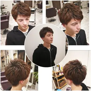 パーマ ショート メンズ Aile所属・酸性ストレート／カラ ー/山下高明のヘアスタイル