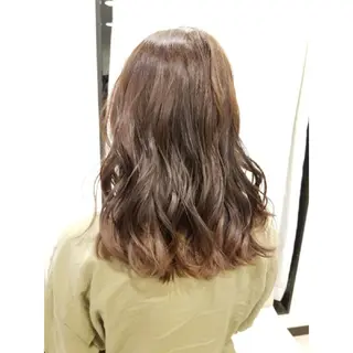 カラー セミロング ケアブリーチ、 髪質改善 福士直矢のヘアスタイル